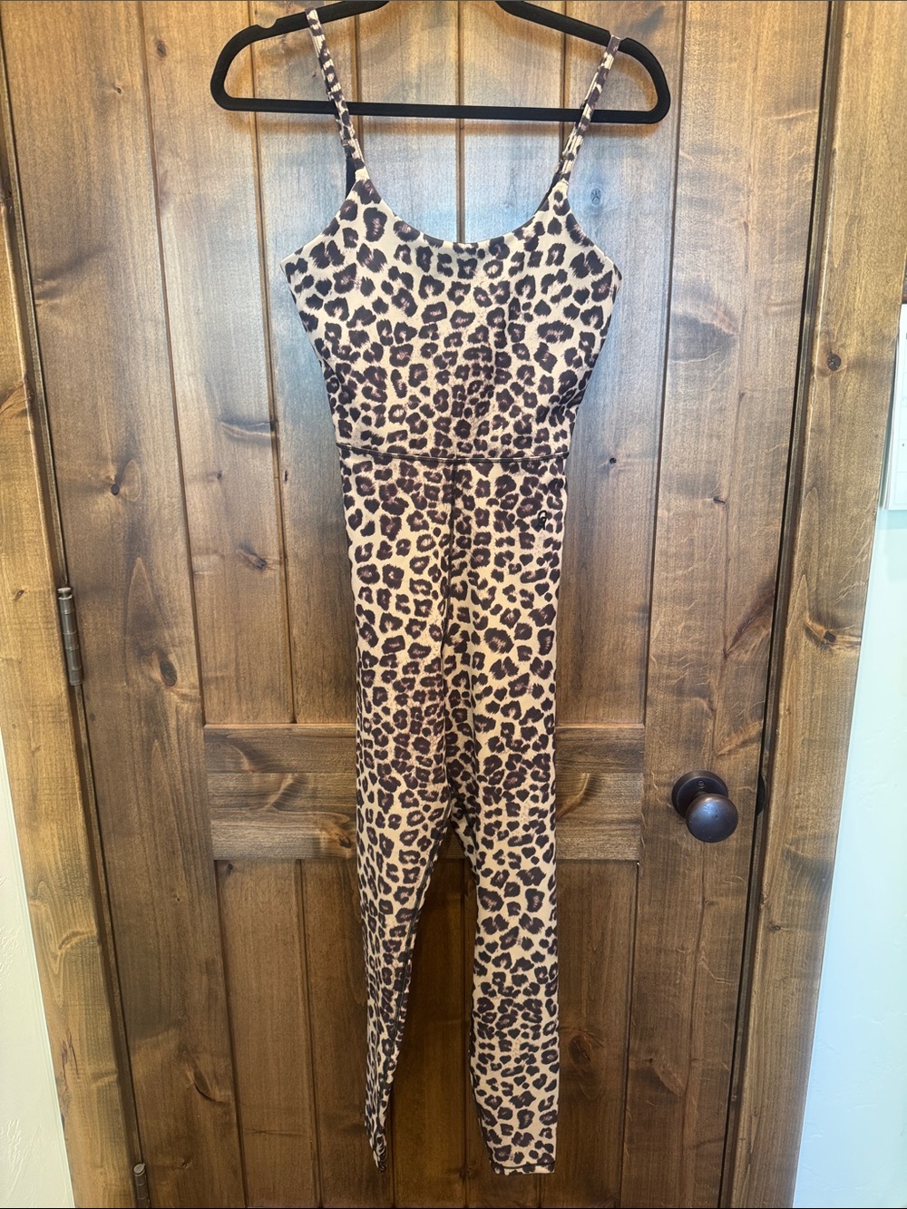 Good American Precision Leopard Print Spaghetti Strap Jumpsuit - Tan/Brown